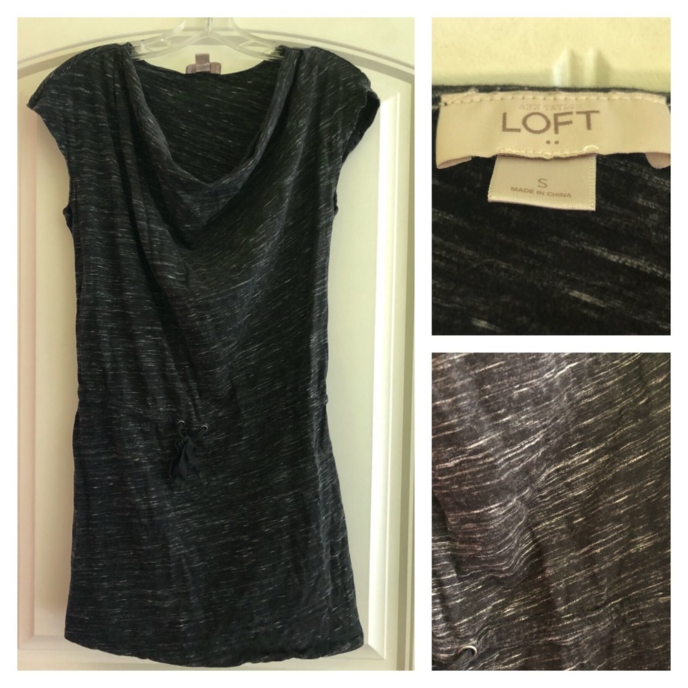 LOFT Heathered Charcoal Tunic Dress Size S Tee